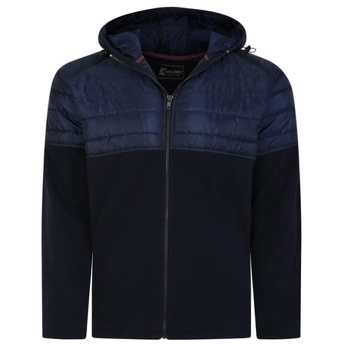 KAM Zip Thru Twisted Pique Hoody Navy